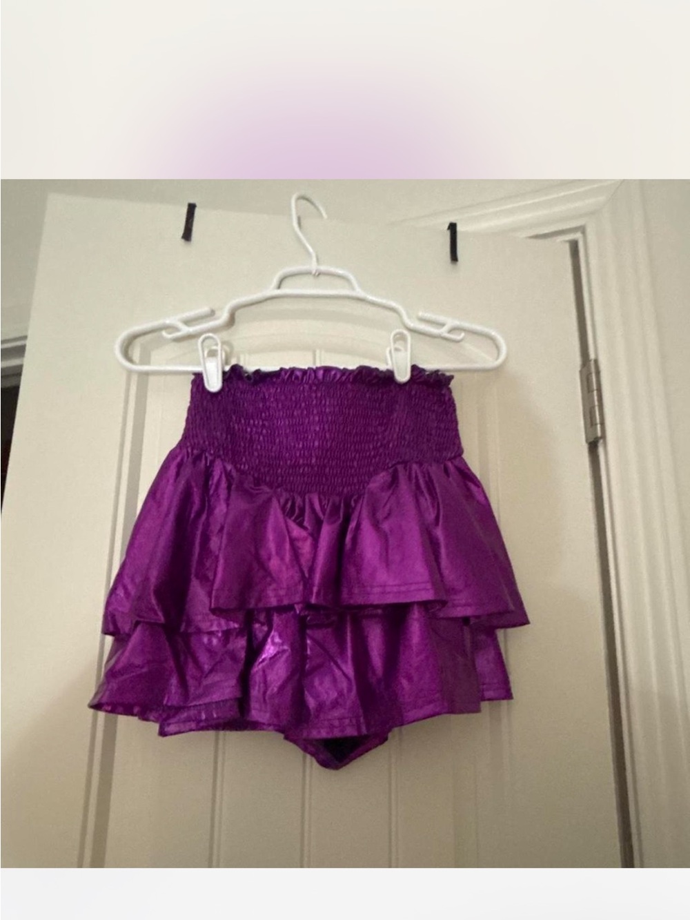 Peach Love California Purple Tiered Ruffle Skort